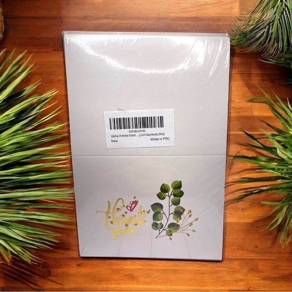 48 Gold Foil Green Leaves Thank You Cards w/ Envelopes & Sticker Seals – NEW - Picture 3 of 5